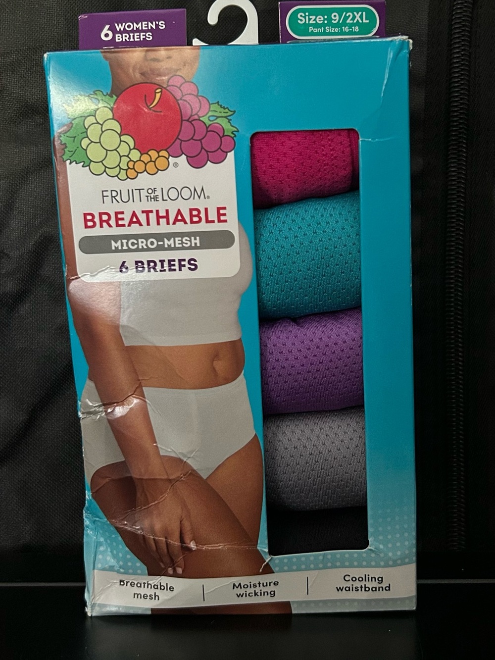 6 PK Fruit of the Loom Woman’s Breathable MicroMesh Briefs 9/2XL